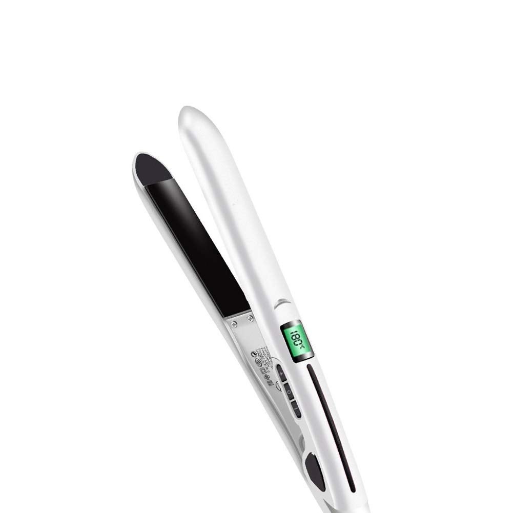 2 IN 1 Electric Hair Straightener Curler Professional Hair Straightening Curling Iron Hair Styling Tool with LED Display 140-230 Adjustable Temperature (White)(US)